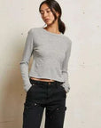 Perfectwhitetee Jamie Recycled Cotton Long Sleeve Heather Grey