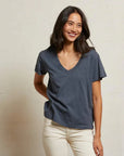 Perfectwhitetee Hendrix Cotton Short Sleeve Boxy V Neck Tee Night