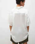 Silk Laundry Short Sleeve Boyfriend Shirt White