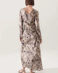 Silk Laundry Full Sleeve Bias Dress Aster Floral