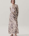Silk Laundry Full Sleeve Bias Dress Aster Floral