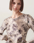 Silk Laundry Full Sleeve Bias Dress Aster Floral