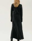 Silk Laundry Full Sleeve Bias Cut Dress Black