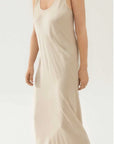 Silk Laundry Scoop Neck Dress Hazelnut