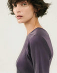 Silk Laundry Short Sleeve Bias Dress Blackberry