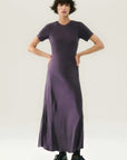 Silk Laundry Short Sleeve Bias Dress Blackberry