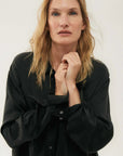 Silk Laundry Boyfriend Shirt Black