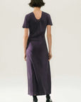 Silk Laundry Short Sleeve Bias Dress Blackberry