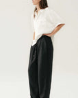 Silk Laundry Twill slouch Pants Black