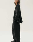 Silk Laundry Twill slouch Pants Black