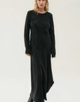 Silk Laundry Full Sleeve Bias Cut Dress Black