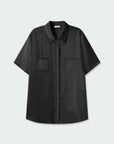 Silk Laundry Short Sleeve Boyfriend Shirt Black