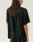 Silk Laundry Short Sleeve Boyfriend Shirt Black
