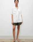 Silk Laundry Short Sleeve Boyfriend Shirt White