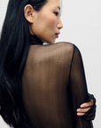 Silk Laundry Silk Mesh Turtleneck Black