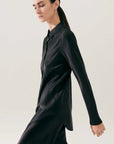 Silk Laundry Splice Bias Cut Shirt Black