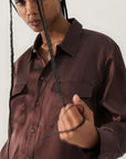 Silk Laundry Boyfriend Shirt Cacao