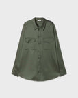 Silk Laundry Boyfriend Shirt Thyme