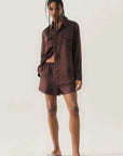 Silk Laundry Boyfriend Shirt Cacao