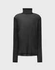 Silk Laundry Silk Mesh Turtleneck Black