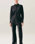 Silk Laundry Splice Bias Cut Shirt Black