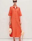 Silk Laundry Short Sleeve Boyfriend Shirt Dress Snapper