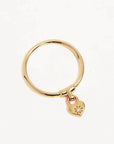 By Charlotte 18k Gold Vermeil Crystal Lotus Heart Padlock Ring