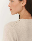 Rowie Emaline Stud Merino Knit Top Oat Marle