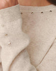 Rowie Emaline Stud Merino Knit Top Oat Marle