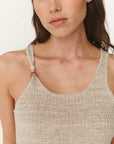Rowie Haven Bead Linen Tank Oat Marle