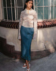 Rowie Marina Midi Skirt Teal Blue