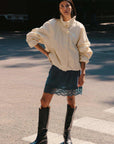 Rowie Marina Mini Skirt Teal Blue