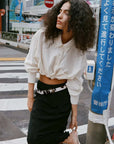Rowie Ramona Silk Long Sleeve Shirt Vanilla Spot