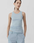 St Agni Organic Cotton Singlet Stone Blue