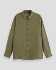 Scotch and Soda Oversized Linen Shirt Olive Green