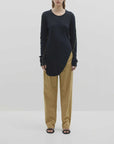 Bassike Scoop Hem Layering Long Sleeve T Shirt Black Malt