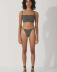 Zulu and Zephyr Rib Curve Thong Brief Charcoal