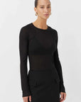 Marc Pia Long Sleeve Racer Top Black