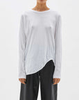 Bassike Regular Scoop Hem Long Sleeve T.Shirt White