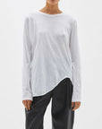 Bassike Regular Scoop Hem Long Sleeve T.Shirt White