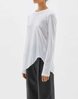 Bassike Regular Scoop Hem Long Sleeve T.Shirt White
