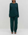 Bassike Regular Scoop Hem Long Sleeve TShirt Deep Forest
