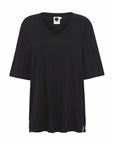 Bassike Slouch V Neck Short Sleeve T Shirt Black