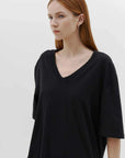 Bassike Slouch V Neck Short Sleeve T Shirt Black