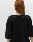 Bassike Slouch V Neck Short Sleeve T Shirt Black