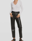 Bassike Slim Rib V Neck Long Sleeve T Shirt White