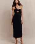 Shona Joy One Shoulder Yvette Midi Dress Black