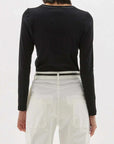 Bassike Slim Scoop Neck Rib Long Sleeve