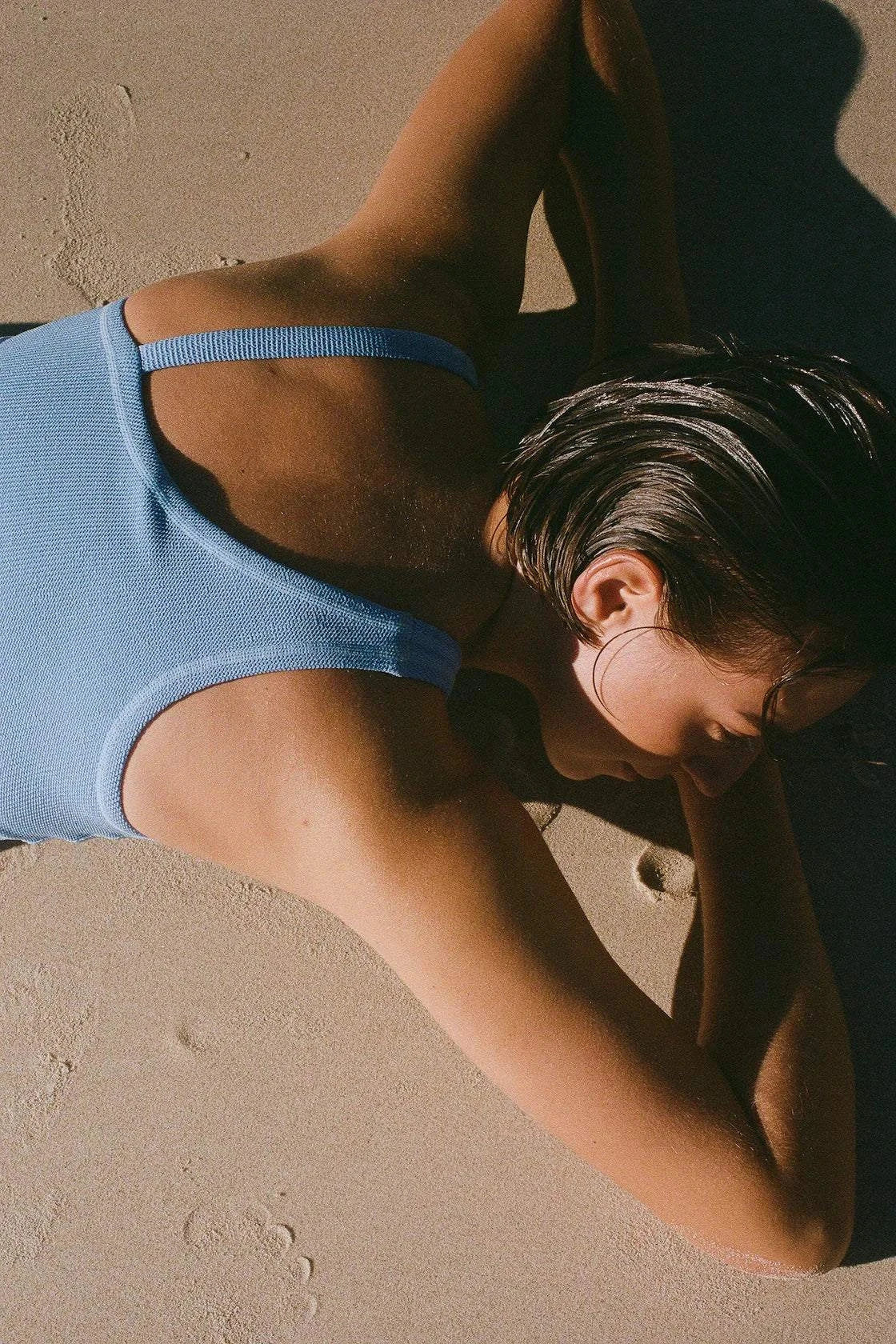 Zulu and Zephyr Waffle Crop Top Ocean Blue