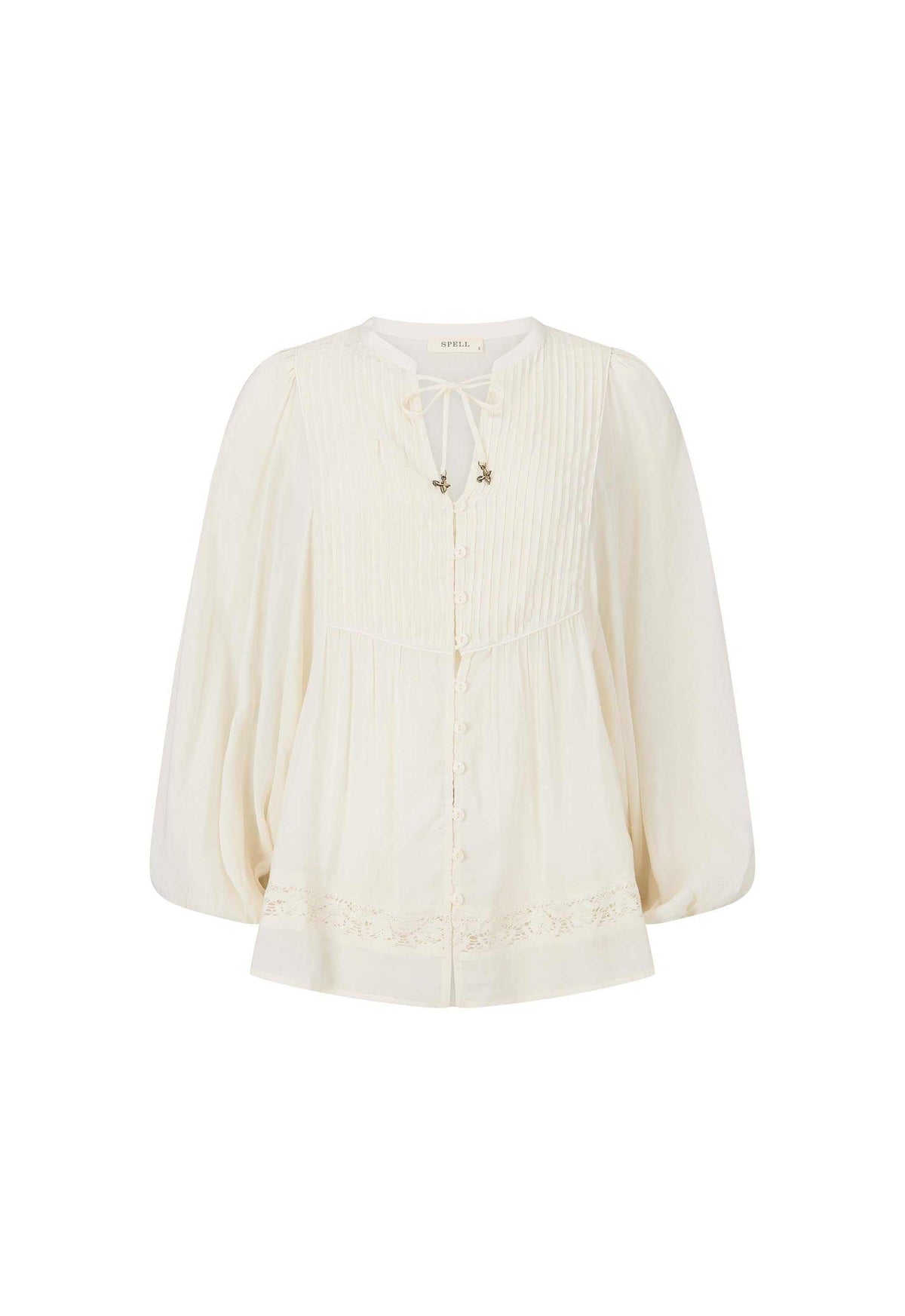 Spell Ines Boho Blouse Light Sand Cream